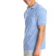 thumbnail image 3 of Hanes Mens CottonBlend EcoSmart Jersey Polo With Pocket 2-Pack, S, Light Blue, 3 of 3