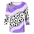 thumbnail image 5 of Pompotops T-shirt Ample à Imprimé Léopard pour Femme, Manches 3/4, Col Rond, Haut Décontracté, Liquidation, 5 of 5