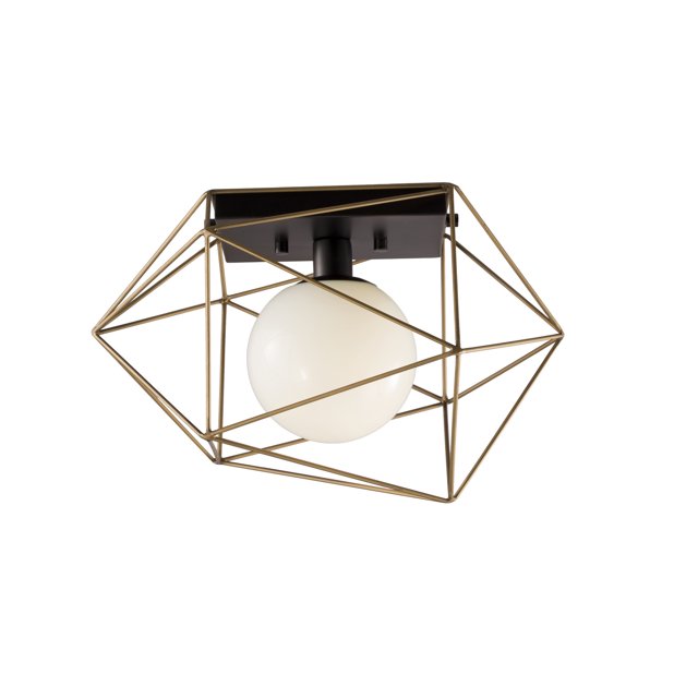 Alora Lighting FM303201CBRG Necto - 1 Light Flush Mount, Classic Black/Relic Gold Finish