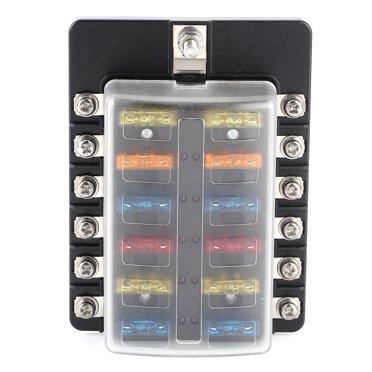 Boîte à Fusibles Bloc de Fusibles Boîte à Fusibles 12 Voies Boîte à Fusibles Boîte à Fusibles 12 Voies Support de Bloc de Fusibles avec Indicateur LED Couvercle Étanche pour Voiture Bateau Bus Yacht