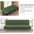thumbnail image 4 of Armless Futon Cover Stretch Sofa Bed Slipcover Protector Elastic Feature Rich Textured High Spandex Small Checks Jacquard Fabric Futon Cover, Machine Washable, 4 of 7