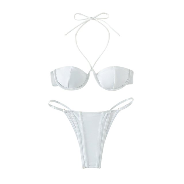 Ensemble Bikini String pour Femmes Maillot de Bain Sexy Bikinis String Haut Licou avec Bas Strings