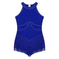 thumbnail image 4 of iefiel Fille Enfant Justaucorps à Franges à Pampilles Latin Rumba Salsa Tango Combinaison de Danse Robe Justaucorps Lyrique Bleu 14, 4 of 6