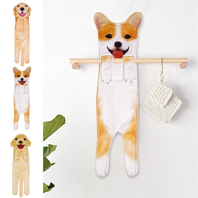 Wzzjkit Dog Hand Towel Kitchen Bathroom Dog Towel Hanging Simulation Cute Pet Hand Towel