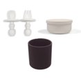 thumbnail image 1 of Kushies 100 % Silicone Ensemble d'Alimentation et de Repas - - (Contenant en Silicone & Cuillère & Fourchette & Tasse) – Va au Lave-Vaisselle & au Micro-Ondes - Sable - 6 Mois +, 1 of 2