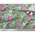thumbnail image 2 of Soimoi Green Poly Georgette Fabric Leaves & Floral Artistic Decor Fabric Printed Yard 52 Inch Wide, 2 of 5
