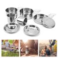 thumbnail image 4 of Ensemble de Batterie de Cuisine de Camping, Ensemble de Casseroles de Camping en Acier Inoxydable Argenté, Non Robuste Durable 8 Pcs pour la Randonnée Sac au Dos, 4 of 8