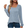 thumbnail image 1 of CHUANK Chemise Longue Cache-Ventre Fluide à Col Rond Unie à Manches Longues Hauts Grande Taille pour Femmes Chic Tunique Confortable à Porter avec des Leggings Bleu TTG, 1 of 5