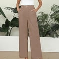 thumbnail image 2 of Timegard Lounge Pants for Women Elastic Waisted Button Straight Leg Ruched Casual Trousers with Pockets, 2 of 5
