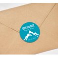 thumbnail image 3 of Darling Souvenir Round 45 Pcs Snowy Mountain Save The Date Stickers Personalized Bride Groom Names And Date Envelope Seals - Turquosie, 3 of 4