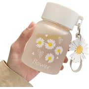 350ml/12oz Cute Glass Water Bottle Cute Clear Water Bottle for Women&Girls Water Bottle for Teen Girl Portable Water Bottle Mini Glass Water Bottle,COLOR 1