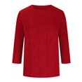 thumbnail image 4 of FAIWAD Hauts Texturés pour Femmes Été Chemises à Manches 3/4 Blouse Décontractée à Col Ras du Cou T-Shirts Basiques de Couleur Unie, 4 of 6