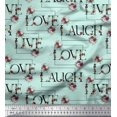 thumbnail image 1 of Soimoi Rayon Fabric Floral Love Text Print Fabric by the Yard 42 Inch Wide, 1 of 5