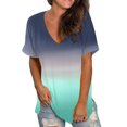 thumbnail image 2 of B91xZ T-Shirts d'Été à Manches Courtes pour Femmes, Col Rond, Marine P, 2 of 2