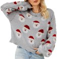 thumbnail image 4 of Chandail de Noël pour Femmes, Manches Longues Décontractées à Col Rond Femmes à la Mode Chandail Tricoté pour l'Hiver pour Extérieur Rose, Gris, Noir, Rouge, Bleu, Vert, 4 of 8