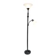 thumbnail image 2 of Lalia Home LHF-3003-RZ Torchiere Floor Lamp with Reading Light & Marble Glass Shades, Restoration Bronze, 2 of 4