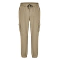 thumbnail image 4 of Dagugfen Cargo Pants for Men Elastic Waist Drawstring Outdoor Trainning Running Athletic Trousers Solid Color, 4 of 6