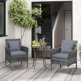 thumbnail image 1 of Costway 3 PCS Patio Furniture Set with Cushioned Patio Chairs & Tempered Glass Coffee Table Grey, 1 of 10