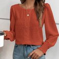 thumbnail image 1 of RXIRUCGD Haut/chemise à Manches Longues à Col Rond pour Femme, Décontracté, Uni, en Dentelle Patchwork, Orange, Taille : M, 1 of 5