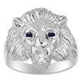 thumbnail image 1 of RYLOS RingsSterling Silver* Conversation Starter Diamond & Gorgeous Precious Ruby, Sapphire or Emerald Lion Head Ring Size 13, 1 of 7