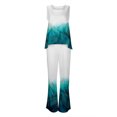 thumbnail image 4 of Mikilon Ensemble Stylé pour Femmes 2 Pcs Décontracté Ample Imprimé Gilet Pantalon Long Sans Manches Col Rond Haut/chemise Ensemble Bleu Clair-B TP, 4 of 5