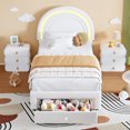 thumbnail image 4 of Eastvita White Twin LED Upholstered Princess Platform Bed with Rainbow Headboard Storage Drawer - No Box Spring Easy Assembly Cute Practical, 4 of 6