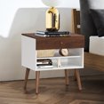 thumbnail image 4 of Costway Table de Chevet 2 Pcs Table d'Extrémité Latérale Tiroir Étagère de Rangement Style Mi-Siècle Pied en Bois de Caoutchouc, 4 of 10