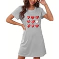 thumbnail image 4 of Robe de Nuit Pyjama pour Femme, Robe de Nuit à Manches Courtes Imprimée, Chemise de Sommeil, Vêtement de Nuit, Chemises de Nuit Douces, Imprimé de la Saint-Valentin, Chemises de Nuit Douces, Robe de Sommeil Douce, T-Shirt Classique, Nuisette Gris TTG, 4 of 5
