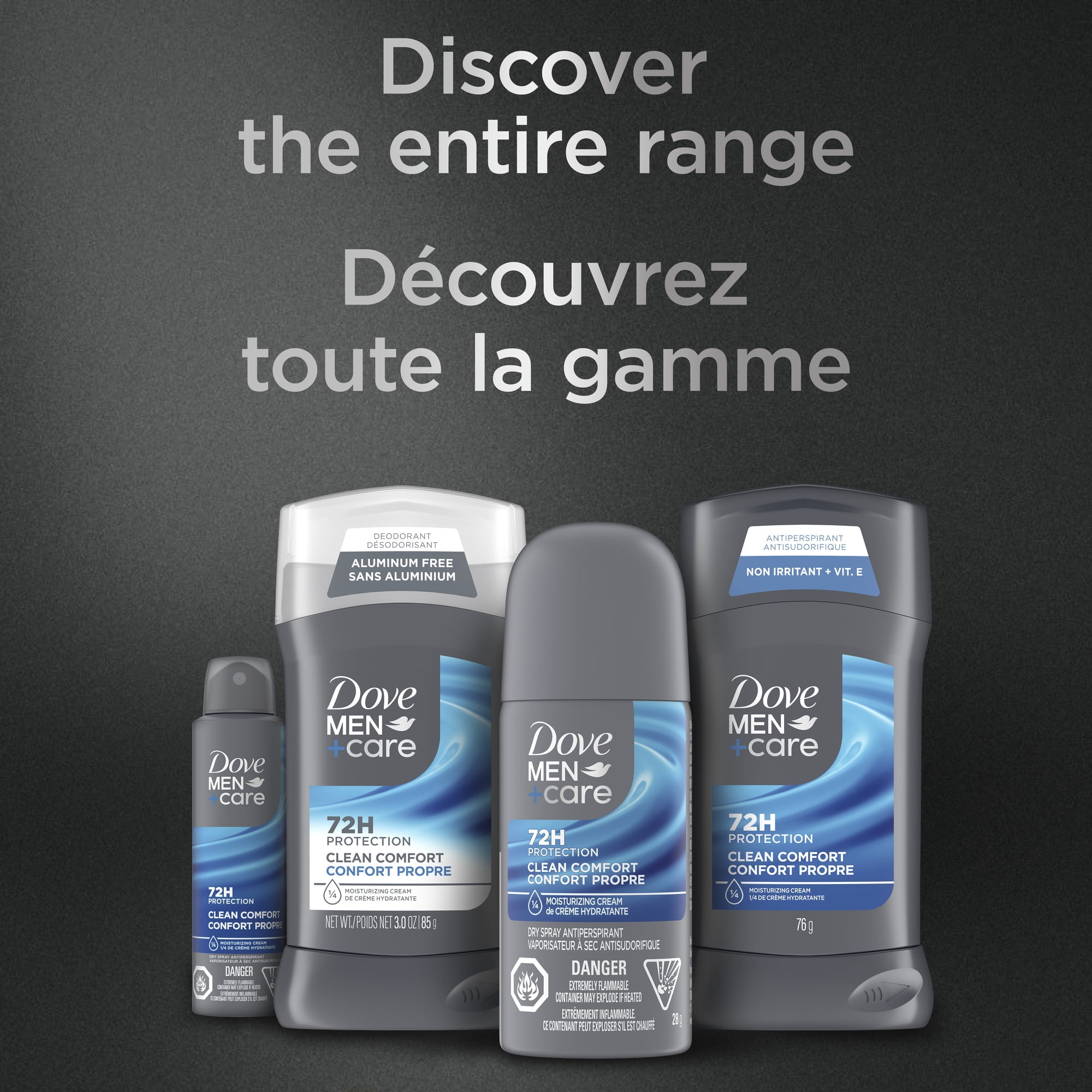 Dove Men+Care Antisudorifique en Vaporisateur à Sec Confort Propre Protection 72 H, 28 g