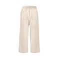 thumbnail image 5 of Women's Linen High Waisted Drawstring Culotte Pants Summer Elastic Waist Wide Leg Cropped Capri Pants With Pockets, 5 of 5