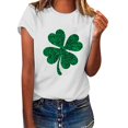 thumbnail image 1 of Vente de Liquidation!! T-Shirt de la Saint-Patrick pour Femmes, T-Shirt Graphique Trèfle Vert, Col Rond, Manches Courtes, Tunique Décontractée, Blanc + S, 1 of 3