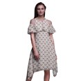 thumbnail image 1 of Bimba Robe Midi à Épaules Dénudées pour Femmes, Tunique de Fête Grise à Imprimé Floral avec Manches Volantées - X-Small, 1 of 1