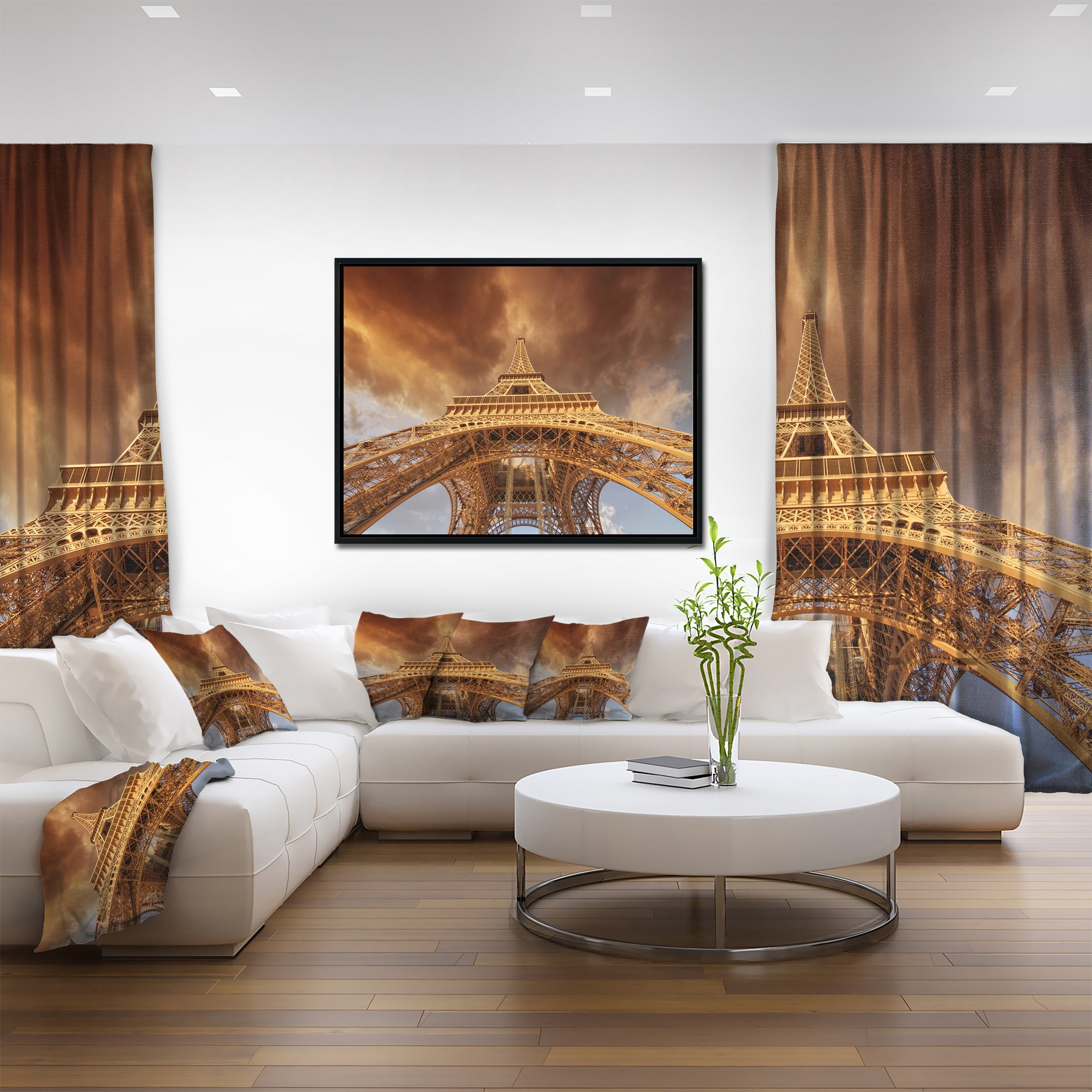 Design Art Belle Vue De Paris Tour Eiffel  Sur Toile Encadrée