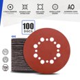 thumbnail image 2 of LINCONSON Lot de 100 Disques de Ponçage à Crochet et Boucle Papier Sablé Orbite Extraction Ultra de Poussière Configuration de Trous (120 Gravillons), 2 of 6