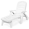 thumbnail image 1 of Patiojoy Outdoor Chaise Lounge Chair 5-Position Folding Recliner for Beach Poolside Backyard White, 1 of 10