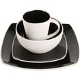 thumbnail image 3 of Gibson Elite Soho Lounge Square 16 Piece Stoneware Dinnerware Set, Black/White, 3 of 4