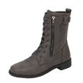 thumbnail image 1 of LSLJS Bottes d'Hiver pour Femmes à Couleur Unie, Mi-Mollet, à Talons Bas, Bout Rond, Fermeture Éclair Latérale, Chaussures; Bottes Plates pour Femmes; Bottes pour Femmes, 1 of 6