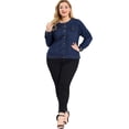 thumbnail image 3 of GRACE & GRANDEUR Women's Plus Jean Jacket Long Sleeves Collarless Denim Jacket, 3 of 6