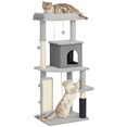 thumbnail image 1 of PawHut 52 Inch Cat Tree with Scratching Posts, Cat Bed, Condo, Light Grey, 1 of 10