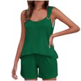 thumbnail image 3 of Yuyuzo Womens Lounge Sets Two Piece Square Neck Tank Tops Wide Leg Shorts with Pockets Matching Outfits, 3 of 7