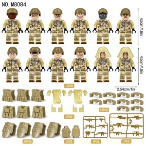 Camouflage Military Series 12 M8084 Desert Yellow Man Small Particle Assembled Building Blocks Children‘s Toy Ornaments