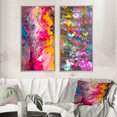 thumbnail image 1 of Designart « Rétro Groove Été Expressionnisme Abstrait » Peinture Abstraite Ensemble d'Art Mural Encadré de 2 - Ensemble d'Art Mural Encadré Moderne Rose de 2, 1 of 6