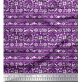 thumbnail image 1 of Soimoi Polyester Crepe Fabric Leaves & Floral Block Print Fabric by The Yard 52 Inch Wide, 1 of 3