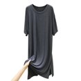 thumbnail image 1 of FAIWAD Robe Tunique pour Femme Grande Taille Décontractée à Manches Courtes, Robe T-Shirt Ample avec Fente Latérale, Robes Midi Amples, 1 of 3