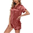 thumbnail image 1 of Babysbule Pyjamas pour Femmes Liquidation Vêtements d'Intérieur Décontractés pour Femmes Hauts à Manches Courtes Shorts Couleur Pyjamas de Nuit Ensembles, 1 of 6