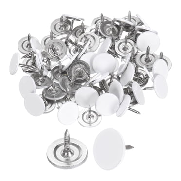 Uxcell 60 Pcs Pics pour Rembourrage, Embout de Pouce à Tête Plate 11mmx10mm, Blanc