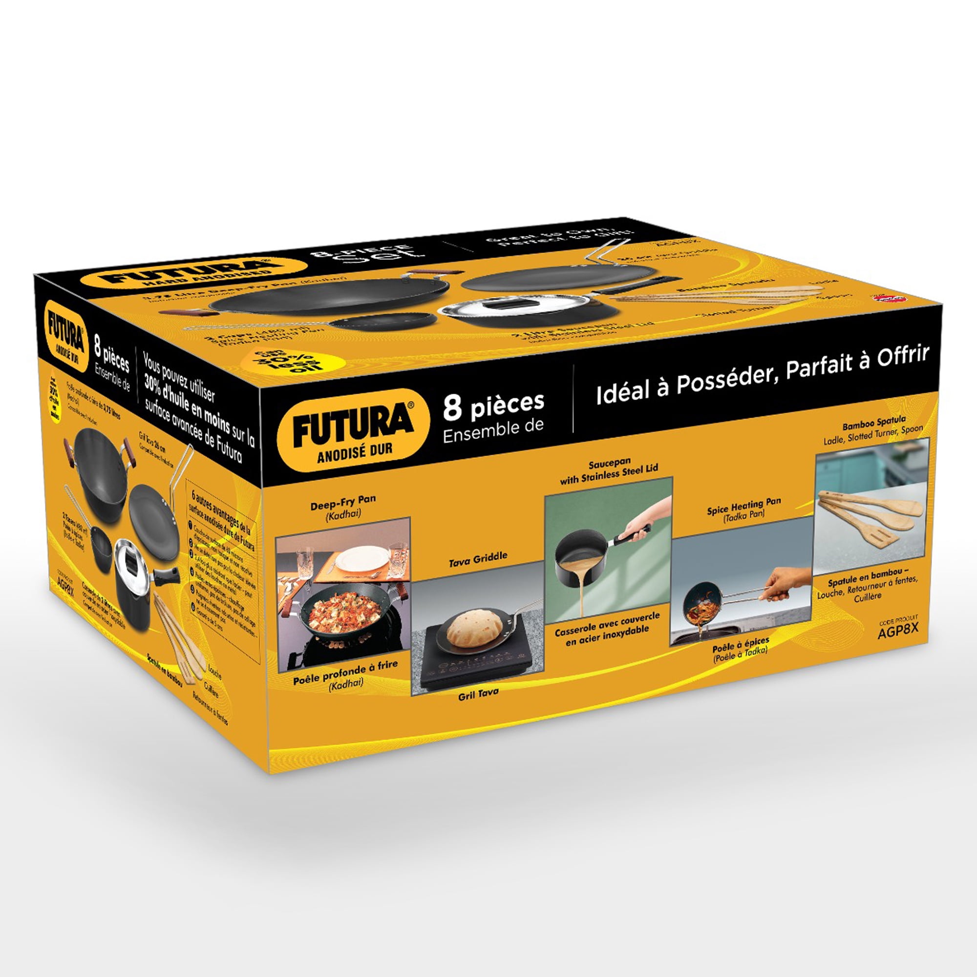 Futura Hard Anodised Aluminium 8 Piece Cookware Set