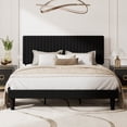 thumbnail image 2 of Amolife King Size Upholstered Platform Bed Frame with Adjustable Velvet Headboard, Black, 2 of 8