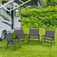 thumbnail image 2 of Gymax 4 Pack Patio Folding Chairs w/ Backrests & Armrests Metal Frame Outdoor Gray, 2 of 9