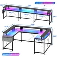 thumbnail image 3 of U Shaped Desk, 126 Inch Gaming Desk with Monitor Stand and LED Lights, Reversible Shaped Large Computer Desk with Power Outlets, Large Corner Office Desk with Storage Bag and Hooks, 3 of 9